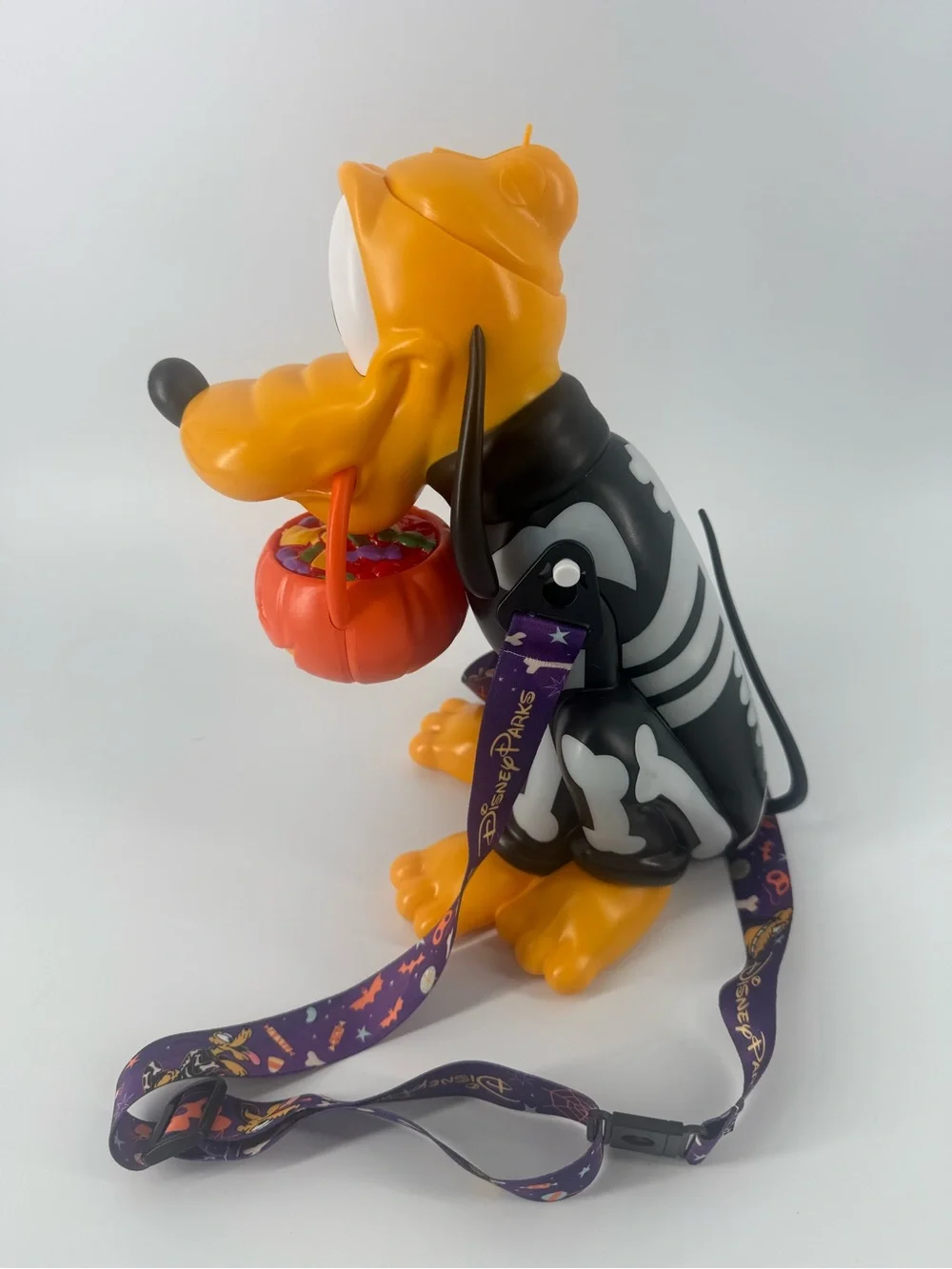 2025 Disney Parks Halloween Party Pluto Skeleton Sipper Cup Pumpkin Lights EUC